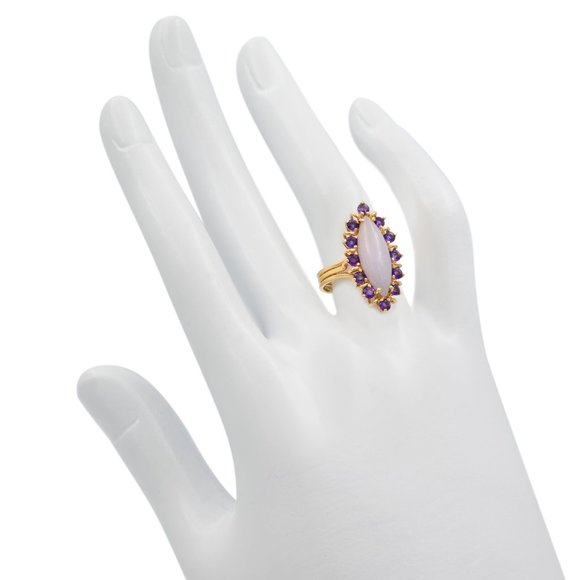 Rachel Koen Natural Chalcedony Stone with Amethyst Cocktail Ring Yellow Gold - Picture 5 of 5